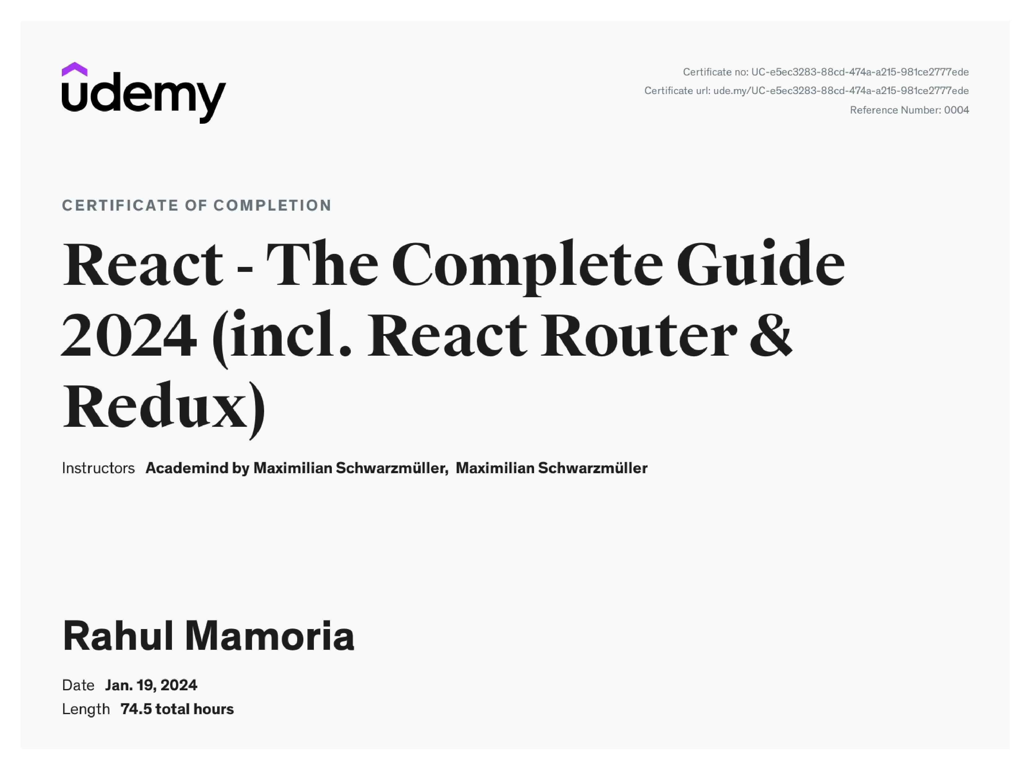 React Developer Certification